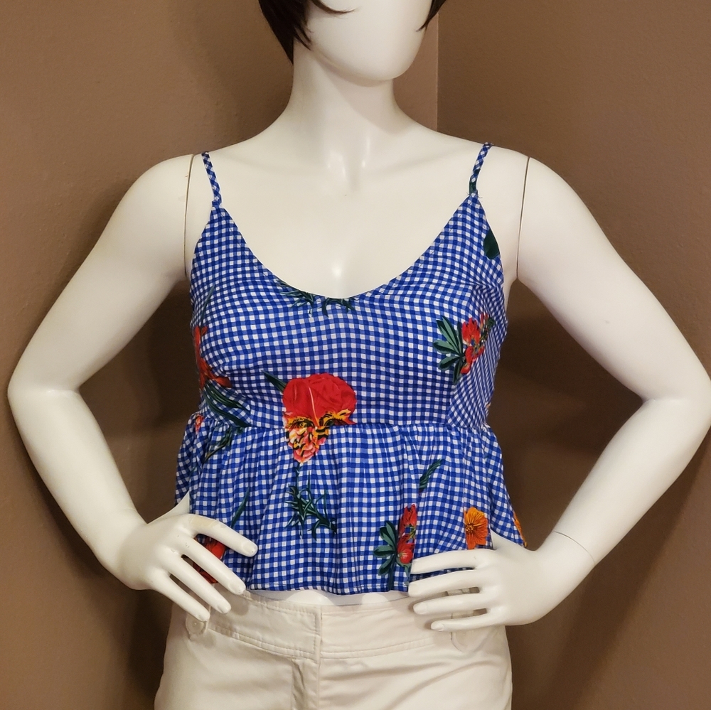 NWT JENN & JO floral print gingham cami